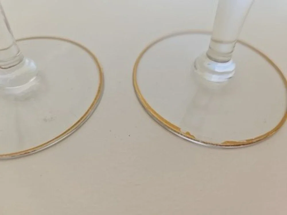 Champagne Flute Gold Rim Tiffin Franciscan Vintage Ramble Rose Valencia - 4